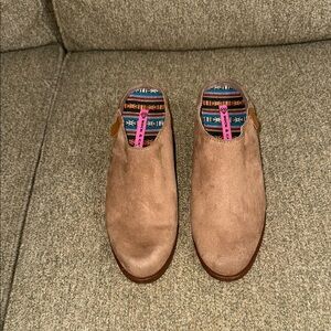 Rock and Candy Zigi Francie Mules Faux Suede Slip On Chunky Boots Booties Sz 9